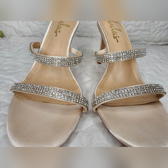 Ralphy Ivory Satin Rhinestone High Heel Sandals - Picture 4 of 8